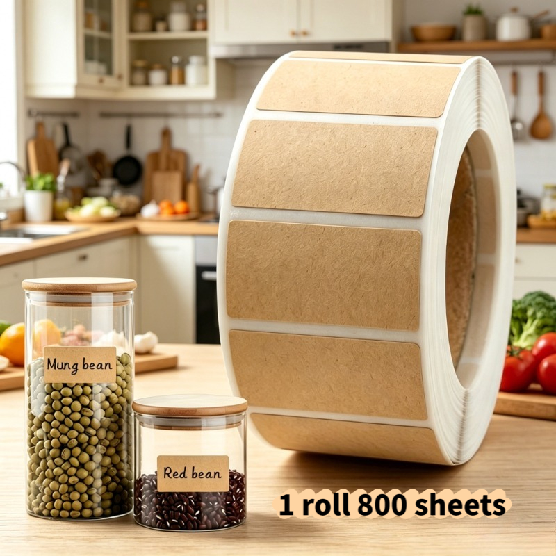 TEMU 1 Roll (800pcs) Paper Self-adhesive Labels, Thick And Textured With Smooth Writing. Pre- Adhesive For Easy Application, Clear And