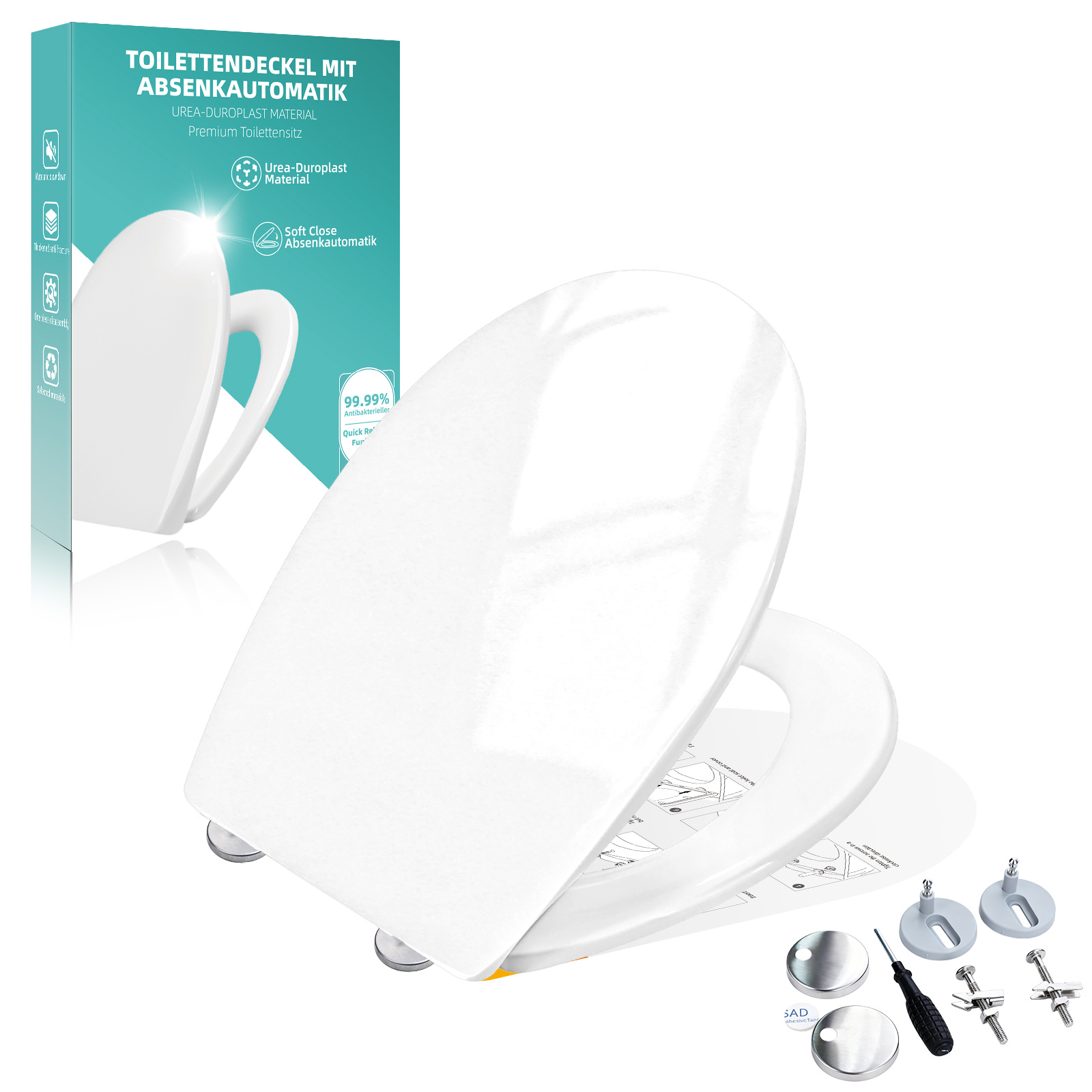 Image of (uf Resin) Premium Toilet Seat, Urea-formaldehyde With Anti-yellowing & Scratch-resistant Surface, , Quick Release, Easy Clean, Universal O- (white)