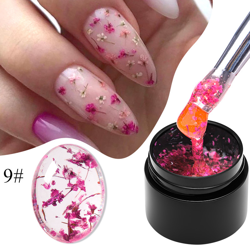 verniz gel de unhas com flores secas naturais coloridas, 12 cores verniz gel   art, gel de desenho de manicure de   duração, para salão de casa, exterior, uso diário