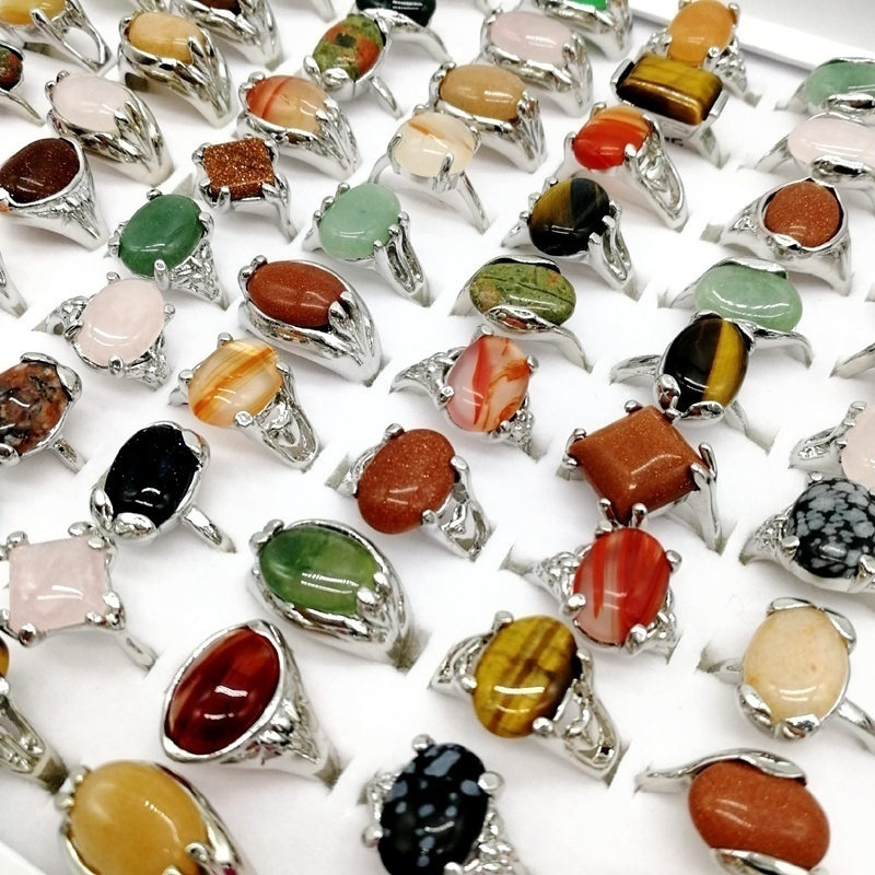 TEMU Anillos apilados de moda para mujer al por mayor, 25 piezas/paquete, anillos de piedra sintética, material de aleación, color plateado, anillo