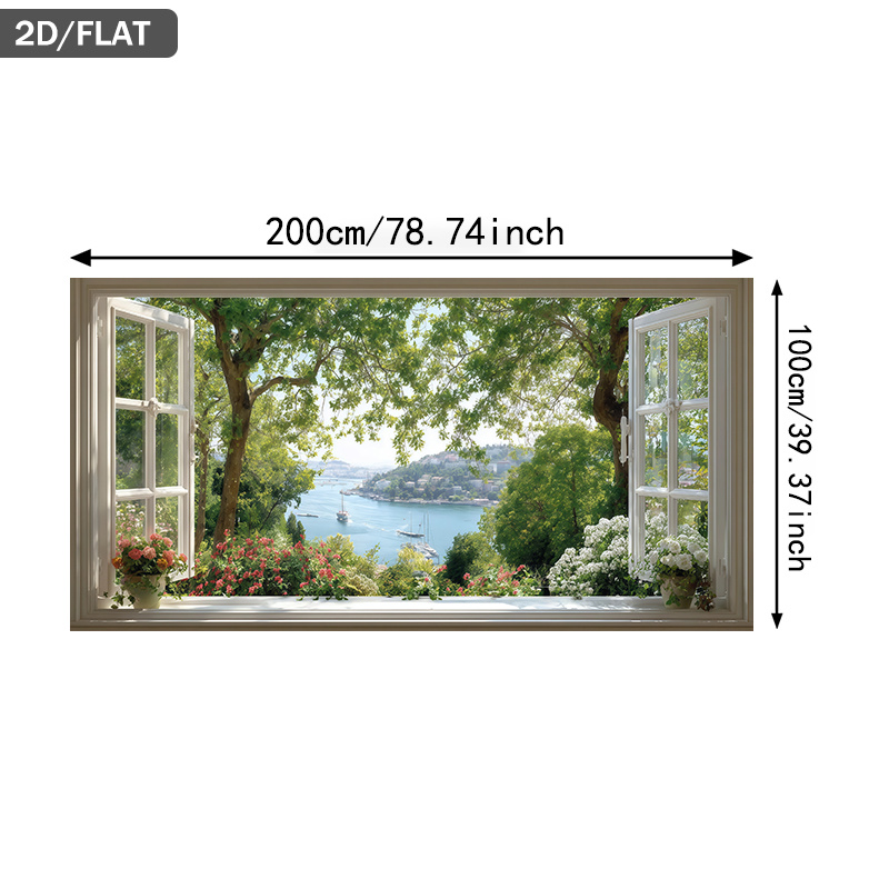 TEMU 2d Flat, 2d Flat 1pc 39.37*78.74in/100cm*200cm Frameless A Window To A Print Art Wall Art Canvas Painting Art For Living Room Modern Canvas