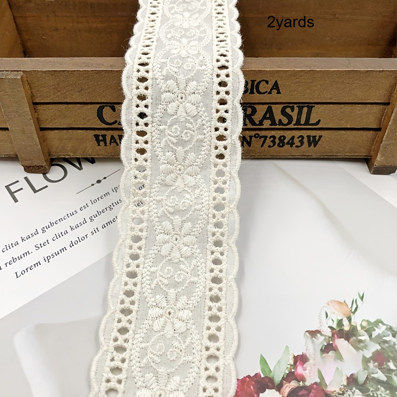 TEMU de Garniture en Dentelle Florale avec Bords Volantés, Mesurant 4,5 Cm (1,77 Pouce) de Large dans un de Couleurs Blanc et Beige. Idéal pour les