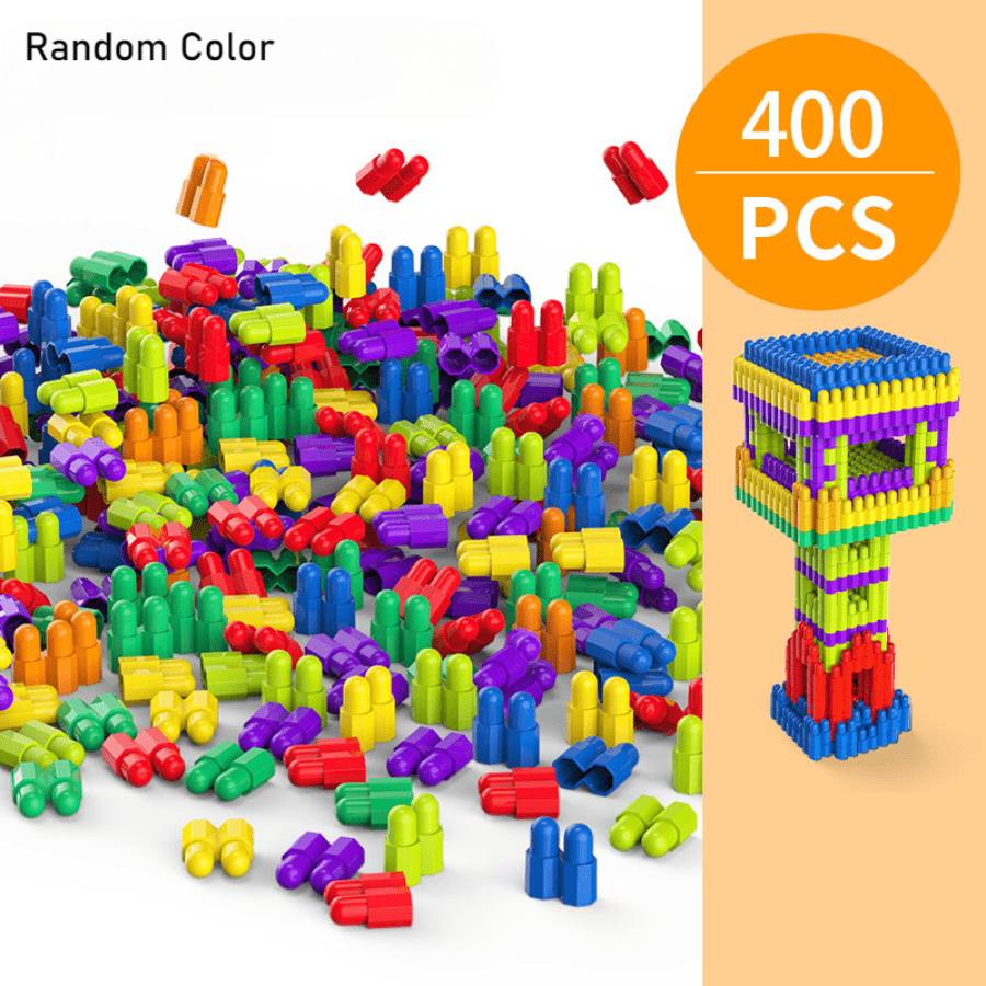 Image of 400pcs Creative Rocket Stacking Blocks For Kids - Pp Material Building Bricks For Educational Play, Enhances - Ideal For Thanksgiving, Christmas Gifts, Random Color