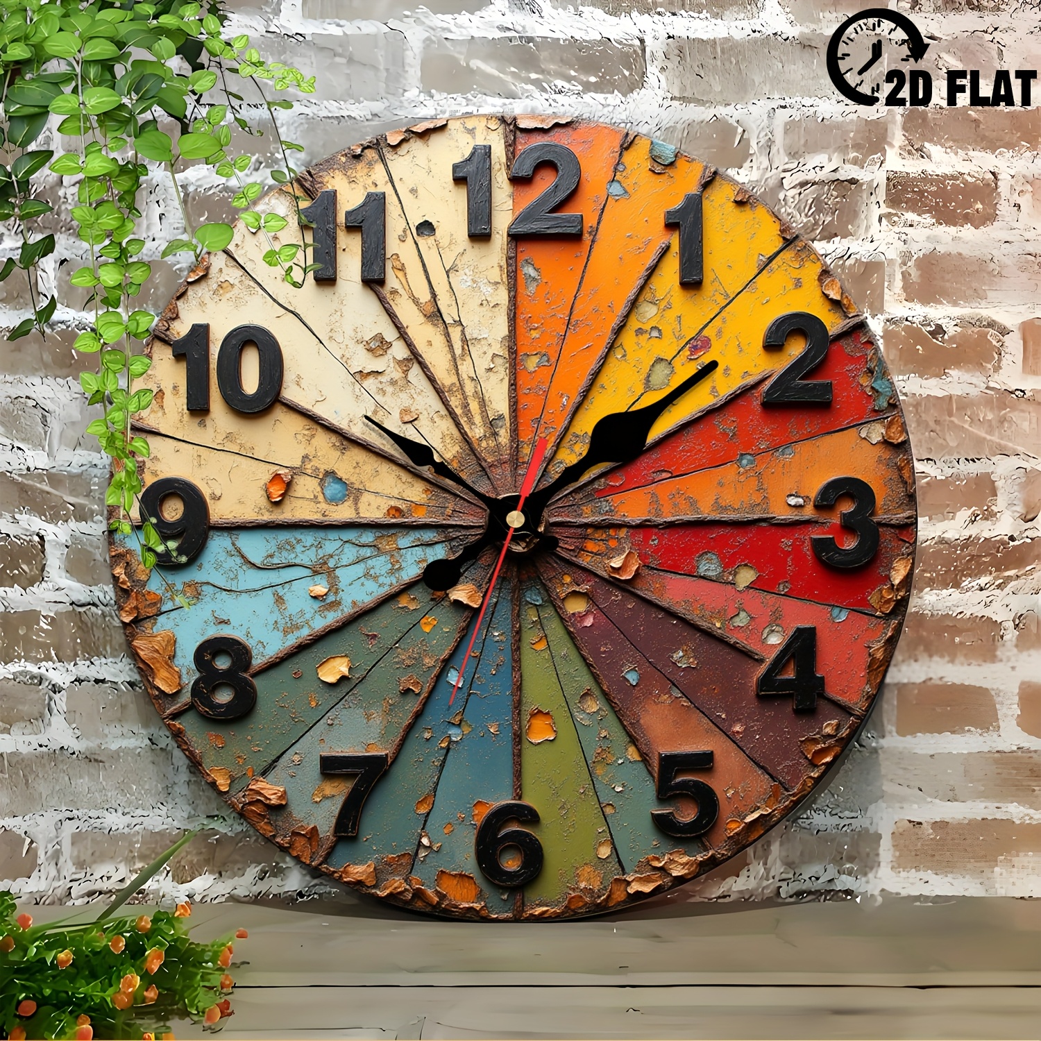 TEMU 1pc Vintage Modern Silent Wall Clock 10inch In Orange, Yellow, Green, Red, Blue, Teal, Brown, Black, White, Beige. Japanese Quartz Movement, No