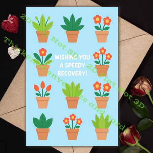 item picture a floral potted plant greeting card for recovery illness design colleagues envelope card size 4 7 7 1 in