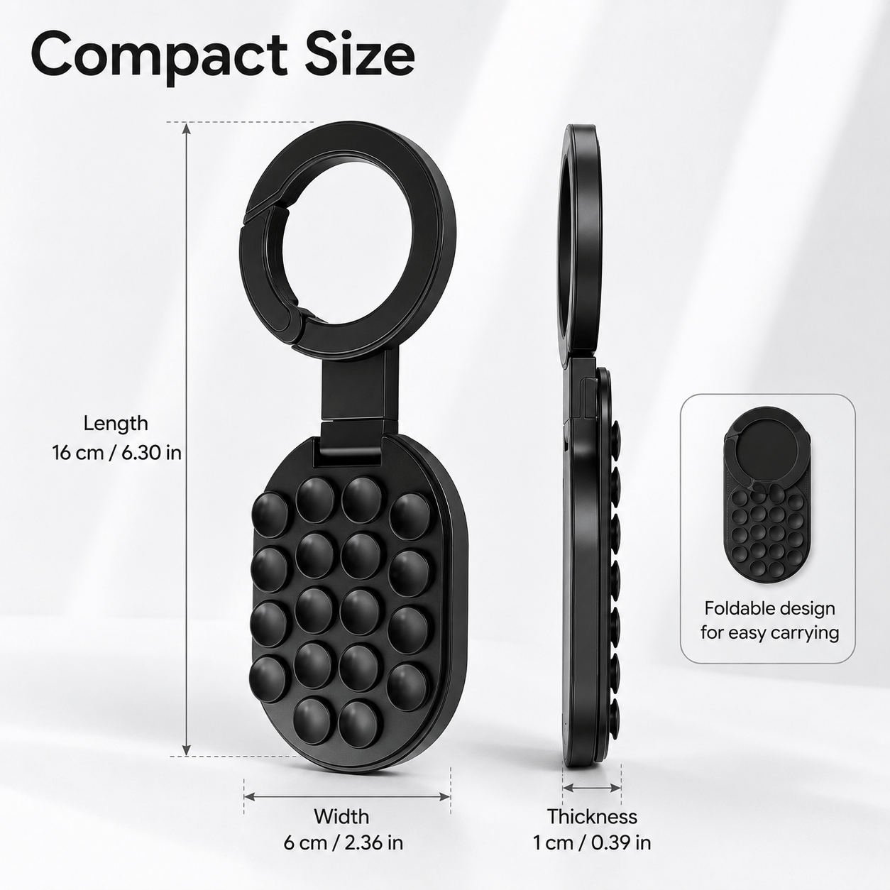 1pc Foldable 3-in-1 Magnetic Phone Mount, Strong Suction Base, Adjustable Angle to Avoid Viewing, Compact and Portable for Desks and Smooth Surfaces, Suitable for Travel and Daily Use