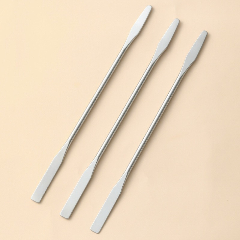 3pcs Dual-ended Stainless Steel Mixing Spatula - Perfect For Nail Art, Makeup & Crafts, Odorless