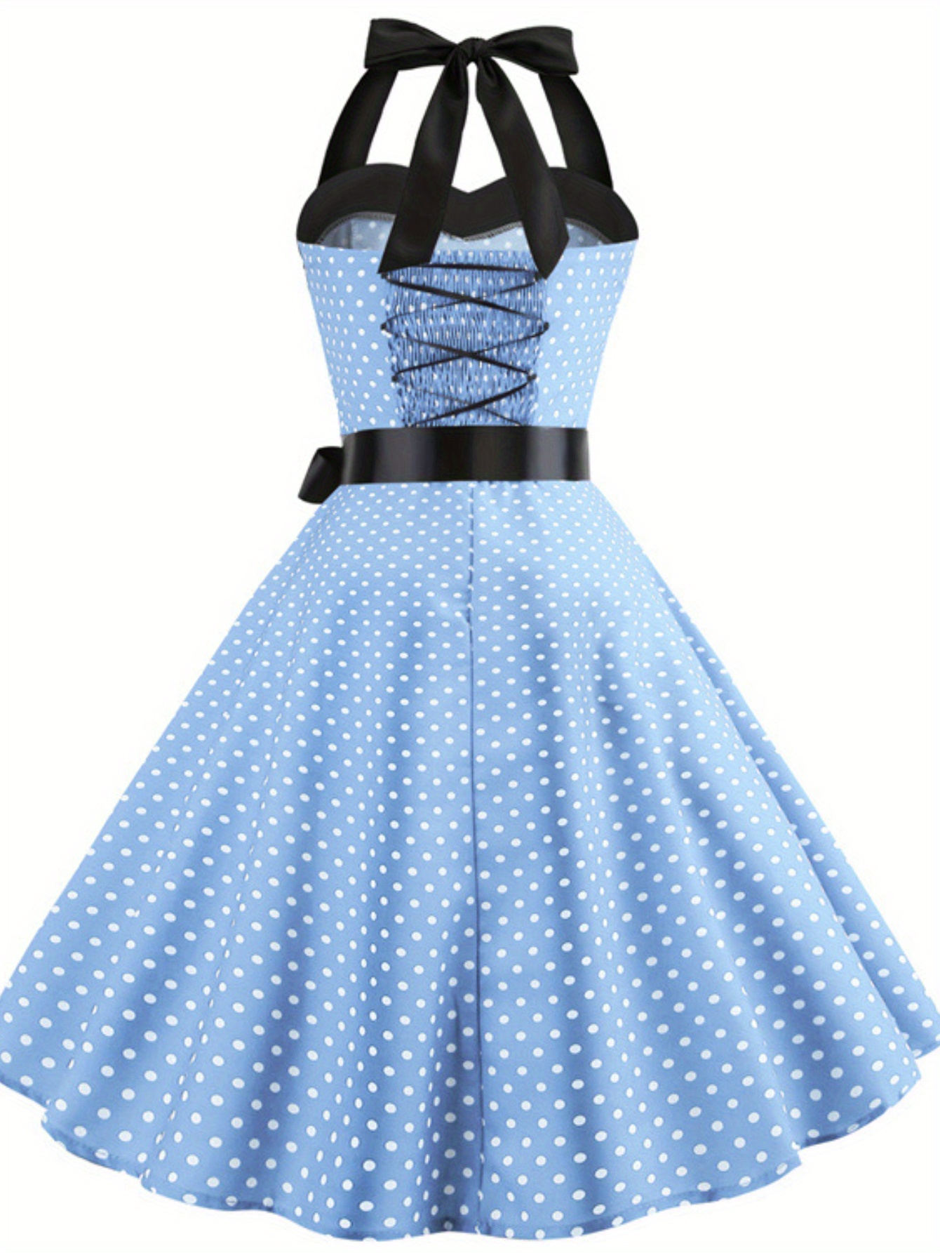 women's 1950s retro halter neck polka dot dress tie waist Temu