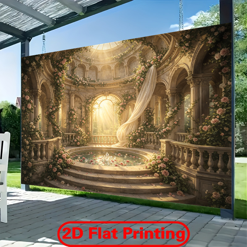 Golden Column Palace Hall Decor Theme Backdrop