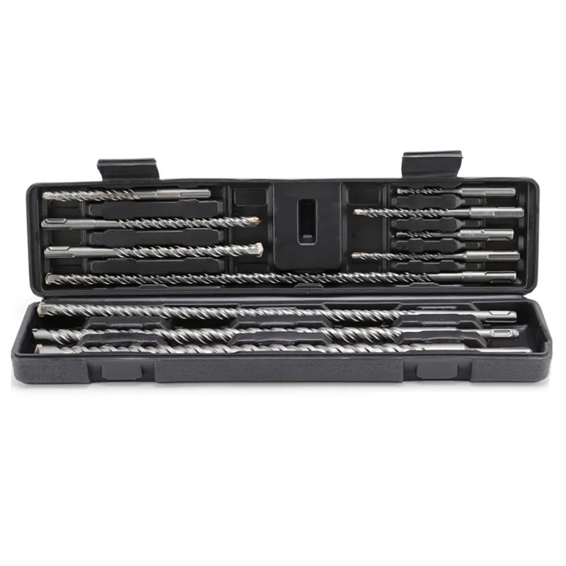 E-shop 11-teiliges SDS Plus Bohrerset mit Meißelbits, Zubehör für Rotationshammerbohrer für Beton, Fliesen, Ziegel, Zement, und , Aufbewahrungskoffer,