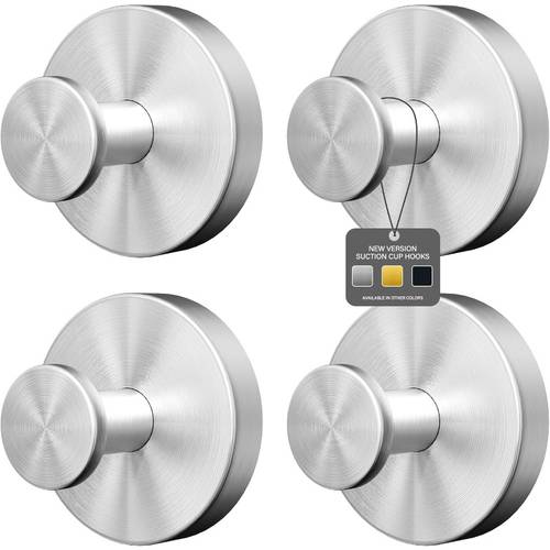 4 sets black no drilling bathroom wall hooks set including shower suction cup hooks durable towel bathrobe sponge scrubber hooks detachable stainless steel tile glass mirror hooks