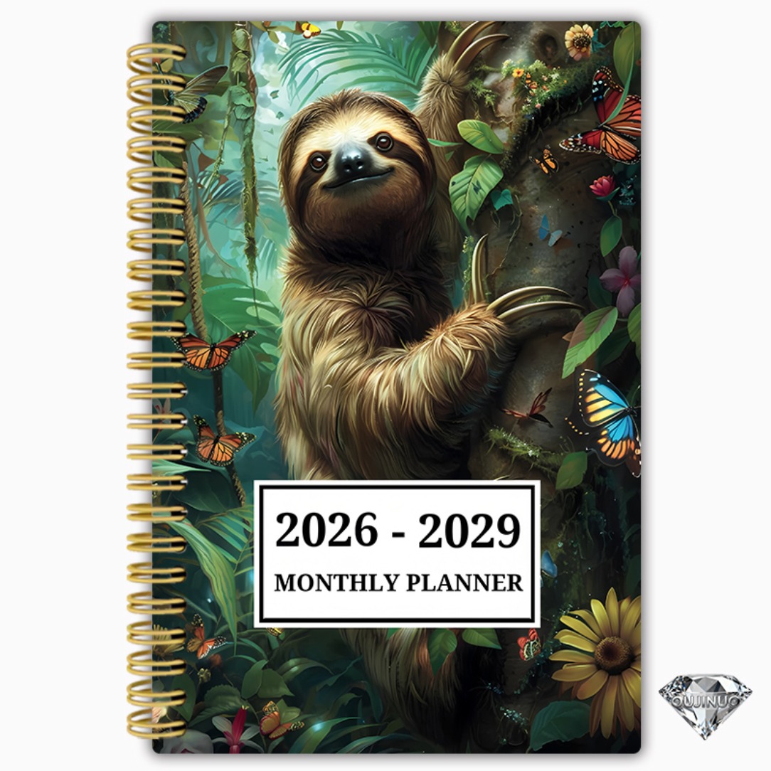 TEMU 2026-2029 Monthly Planner Notebook With Elegant Sloth & Cover - Weekly Academic Calendar, Dated Pages Suitable For, Office, & Gifts - Compact