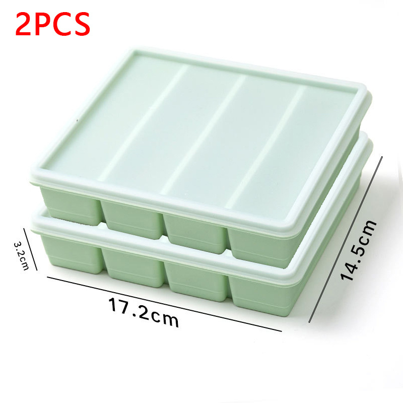 TEMU 2pcs Large Silicone Freezer Trays With Lids - Stackable & Storage Box, Heat-resistant Suitable For Freezing , , Soup, Large Ice Cubes, Mold For Household, Space-saving For Fridge Organization