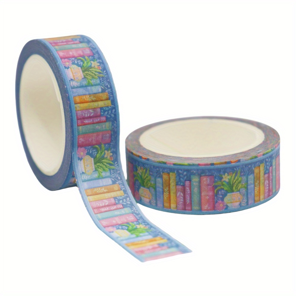 Spring-themed Washi Tape, 393.7 Inches Long And 15mm Wide With Floral And Book Design, Suitable For Scrapbooking, Diy Crafts, Stationery, And Gift Wrapping