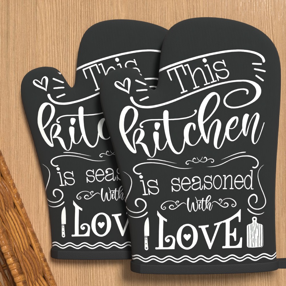 2pcs 10..7in Pattern Oven Mitts Non-slip Heat Shield Fashionable Family Baking Gift Suitable For Daily Kitchen Oven Air Fryer Kitchen Decor Cooking Grilling Baking Picnicking Tl