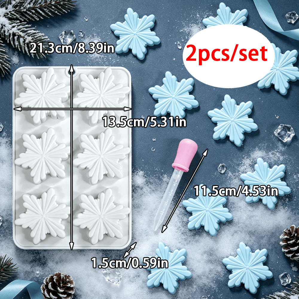 TEMU Moule en SPMOLD 2 pièces/set de de neige et compte- pour la fabrication de bougies - Moule à 6 cavités avec de de neige irrégulières, convient