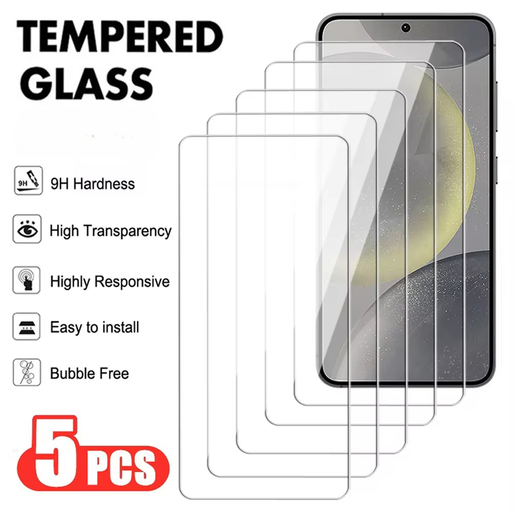 

5pcs Tempered Glass S24 Fe Screen Protector Clear Transparent Glass Film S24fe