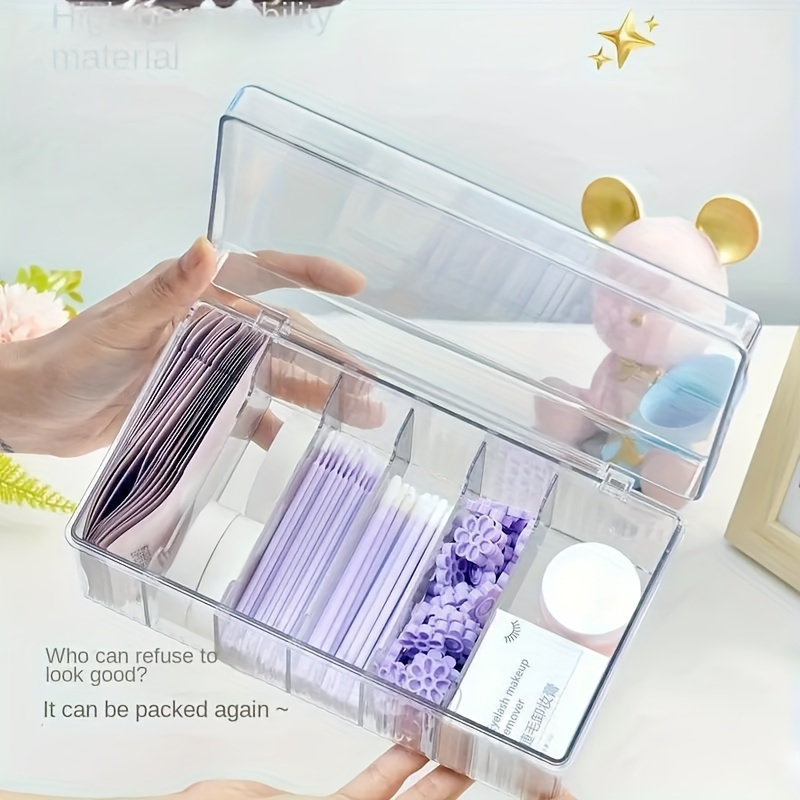 6-compartment acrylic storage box with lid - dustproof, space-saving, clear display, modern   design for cosmetics, makeup brushes, and small items, makeup organizer storage,   design, transparent compartments Product details 0