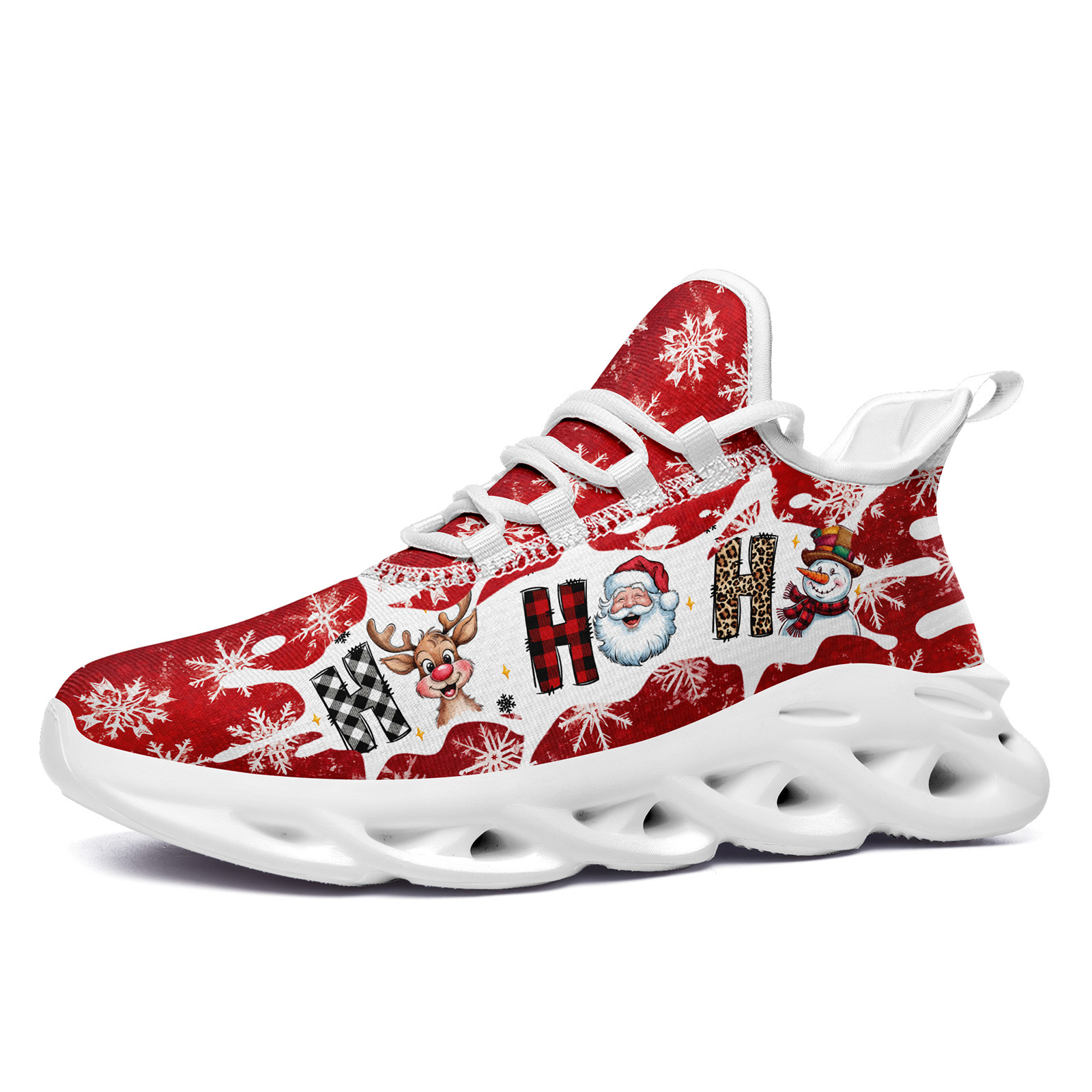 TEMU Men's Christmas-themed Sneakers Featuring A Fun Ho Print, In Plus Sizes. Chunky Casual Shoes Have A Soft Sole And Lace-
