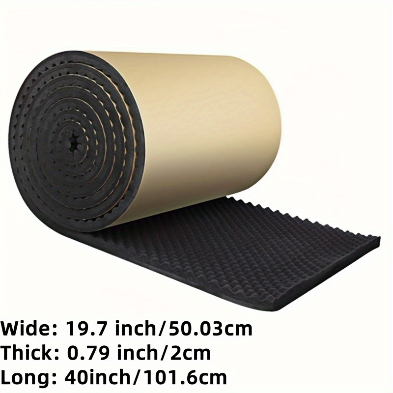 TEMU High-density Black Acoustic Foam Roll For Studio Soundproofing And Car Insulation - Self-adhesive, Heat Resistant, 19.7in X 0.79in X - Suitable