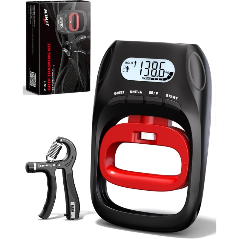 electronic grip strength tester trainer -   hand dynamometer with adjustable   (11-132lbs/5-597n), 400lbs/180kg max, digital lcd display, grip counter & user profiles - heavy duty construction for home gym,  , physical relax - ideal for hand strength,  , weightlifting, pullup assistance, ergonomic handles,   materials, fitness accessory, fitness enthusiasts Product details 0