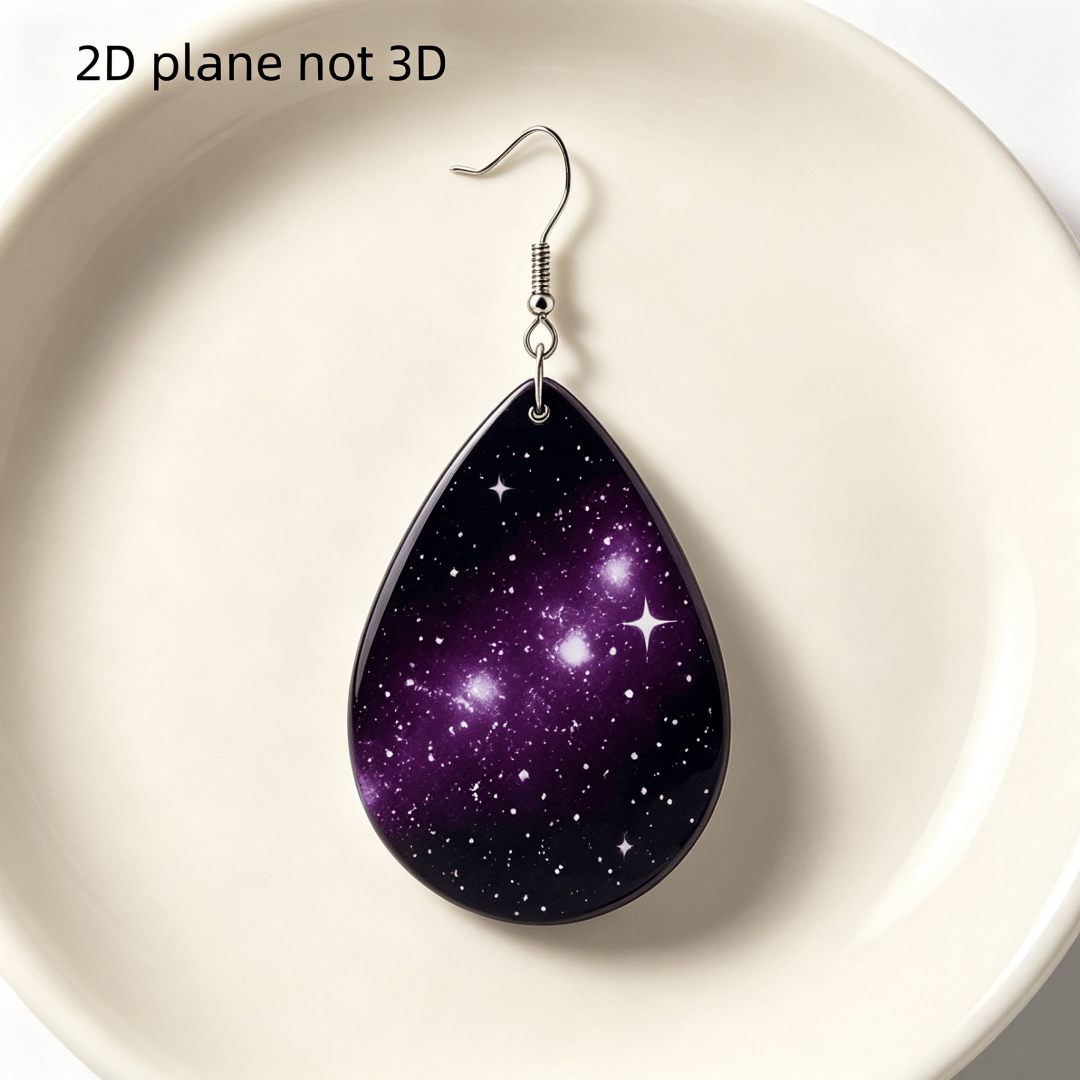 Women's Deep Purple Galaxy Nebula Teardrop Dangle Earrings
