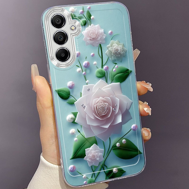 TEMU Phone Case: Exquisite Floral Pearl Phone Case, Suitable For Galaxy A02 A03s A04 A05s A06 A13 A14 A15 A16 5g A21s A22 A23 A24 A25 A26 A32 A34 A35