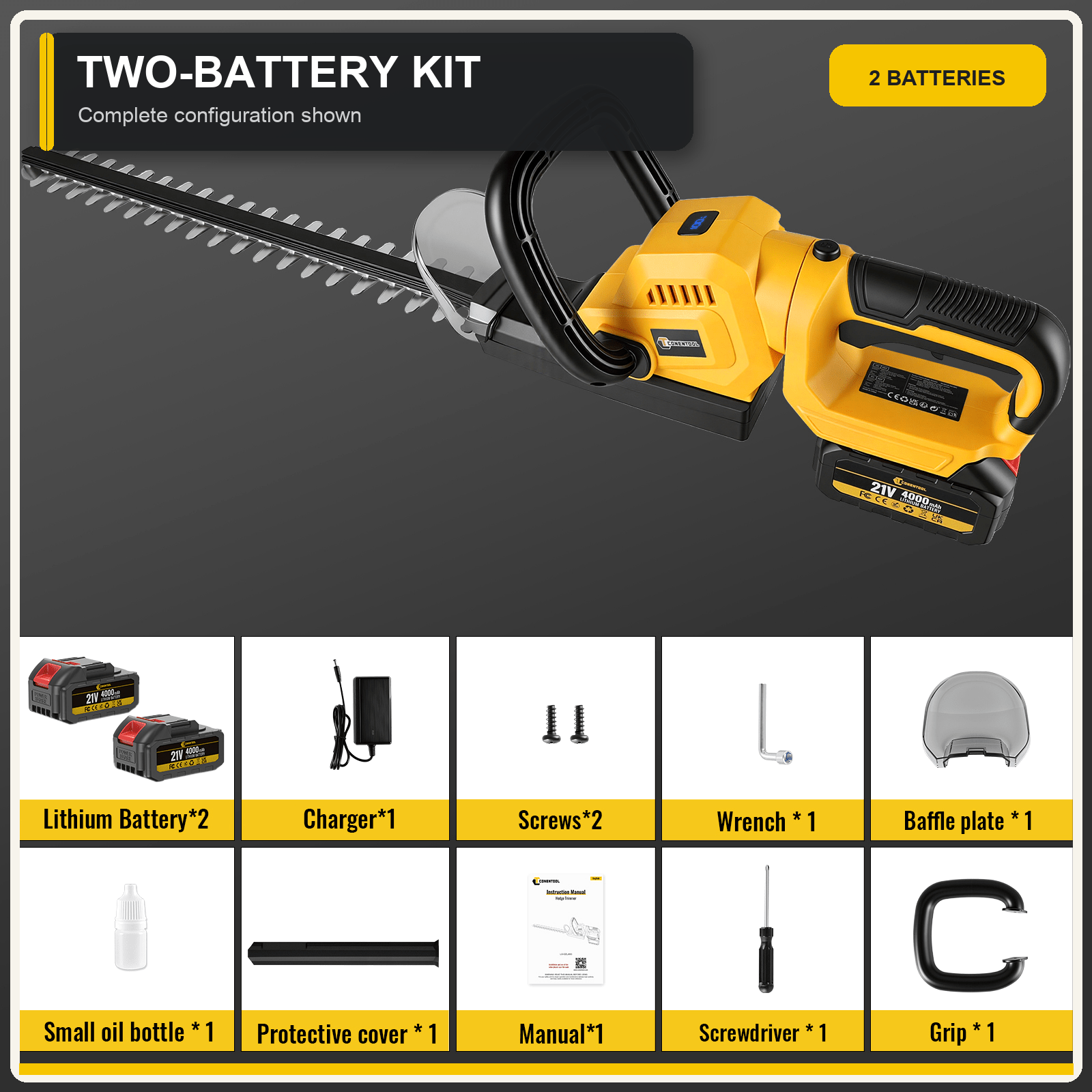 Cordless Electric Hedge Trimmer, Conentool Electric Trimmer, Double Switch, Repairs Weeds, Suitable For Landscaping And Garden Maintenance, Gardening Pruning Tools