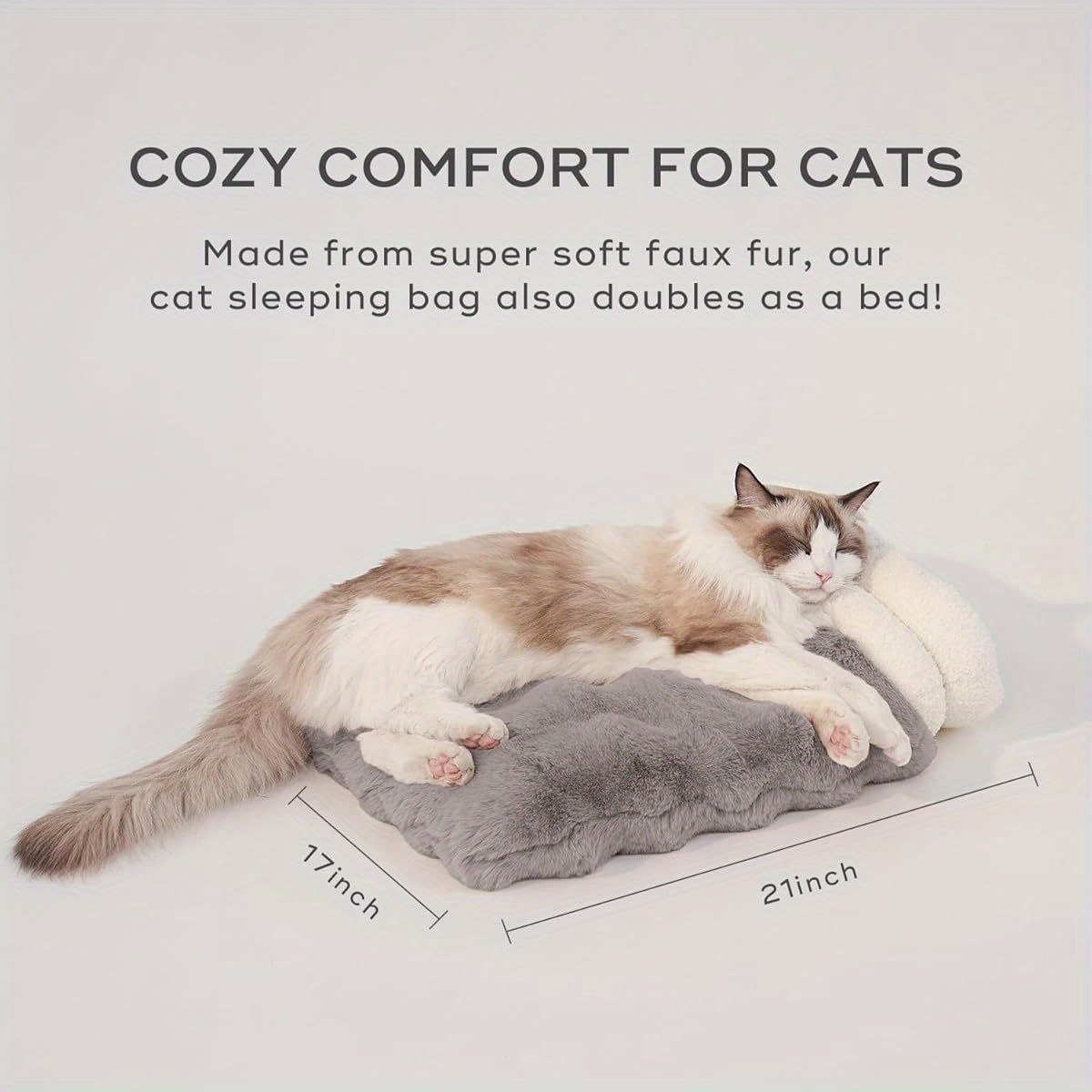 4 in 1 cat sleeping bag for small cats memory foam insulation removable washable cover cave   21x17 inch   warm bed for indoor cats Product details 1
