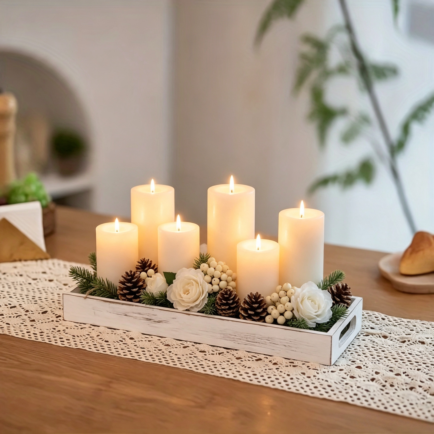 wooden tray centerpiece sold on Temu United States