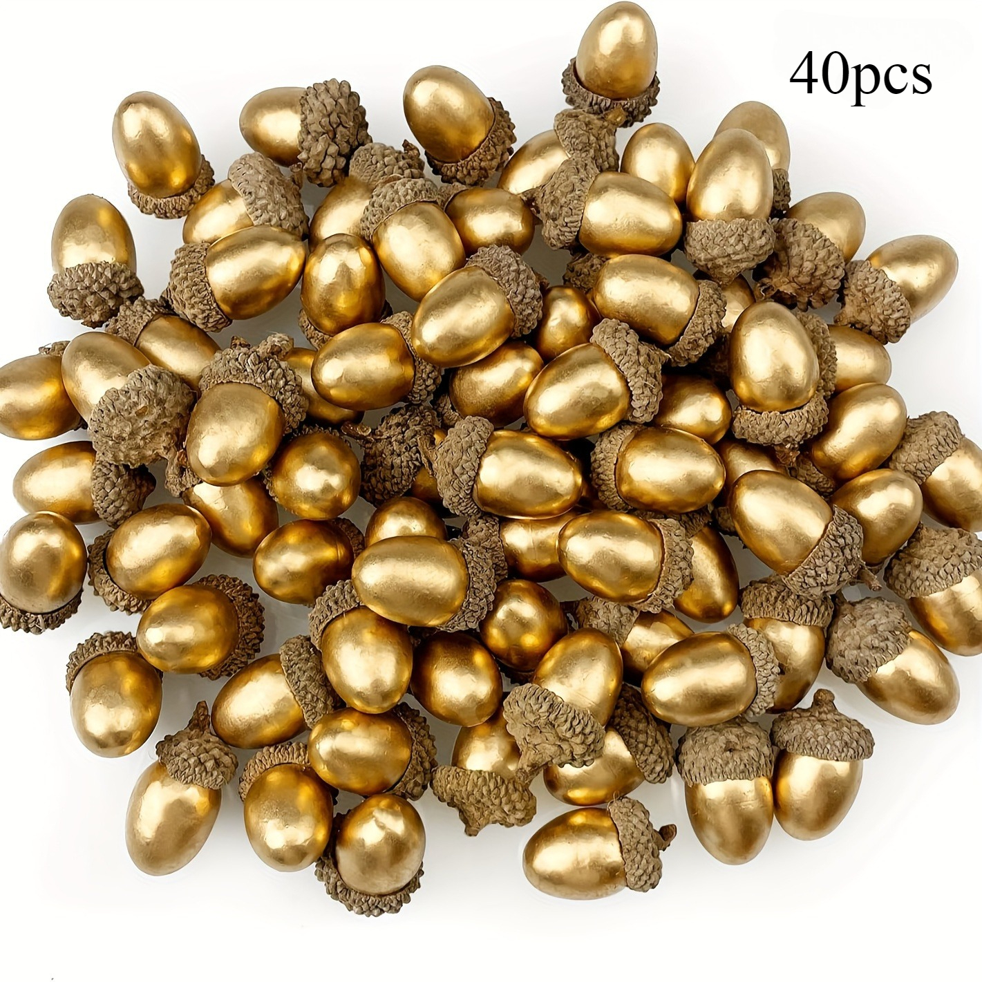 Image of 40pcs Artificial Golden , Exquisite Floral Decoration, Rustic Home & Kitchen Decor, Festive Christmas & Tabletop Ornaments, Plastic, Mother's Day Easter Birthday Gift, Battery-free, No Power Required
