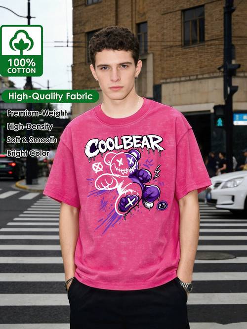 purple graffiti youth boys 100 cotton retro washed oversized tee summer trendy versatile ins short sleeve