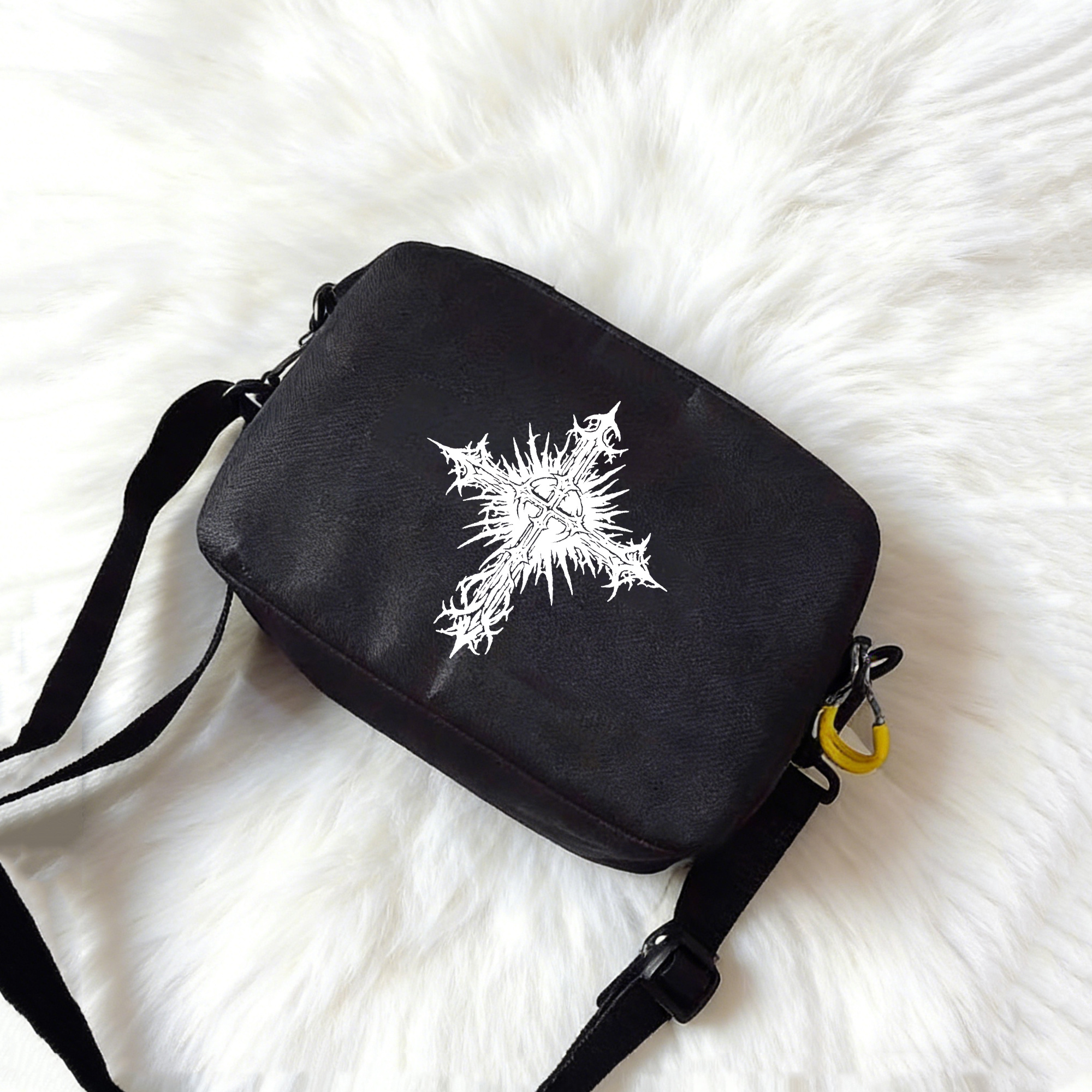 TEMU [men's Crossbody Bag]gothic Pattern Crossbody Bag, Zippered Phone Pouch, Sporty Portable Storage Bag, Street Style Single-shoulder Bag, Gift.