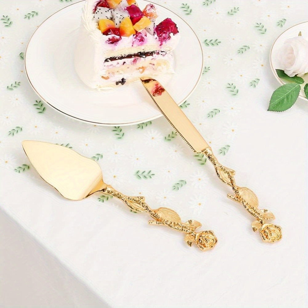 

Vintage Cake Cutting Set, Cake Cutting Cutlery Set For Wedding, Gold Cake Knife And Set, , Engraved Cutter, For Anniversary, Cake, Pie, Pizza, Gift For Birthday, Bridal