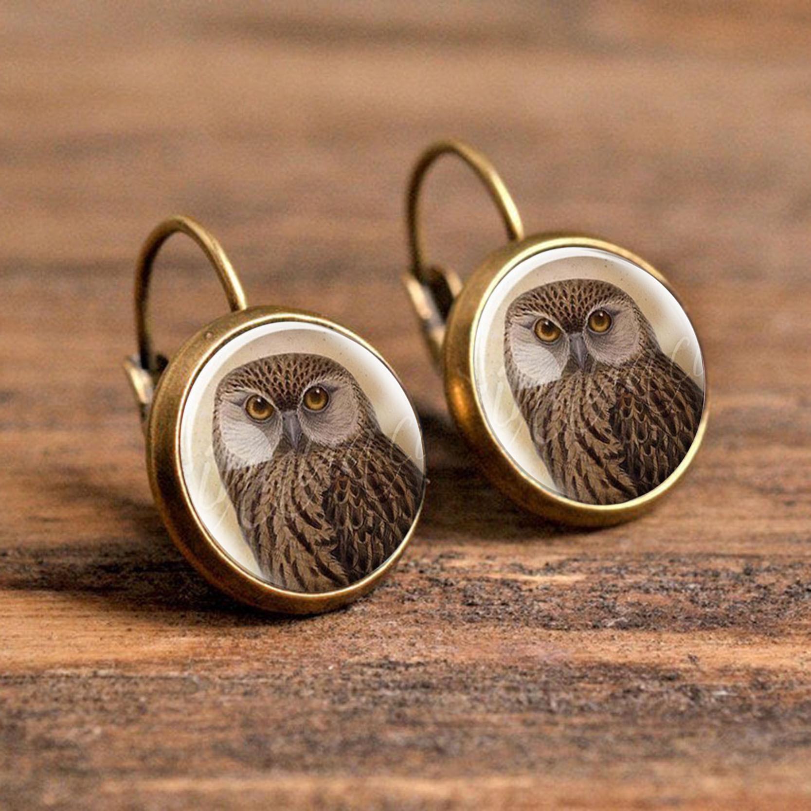 Creative Glass Animal Pattern Earrings, Retro Cartoon
