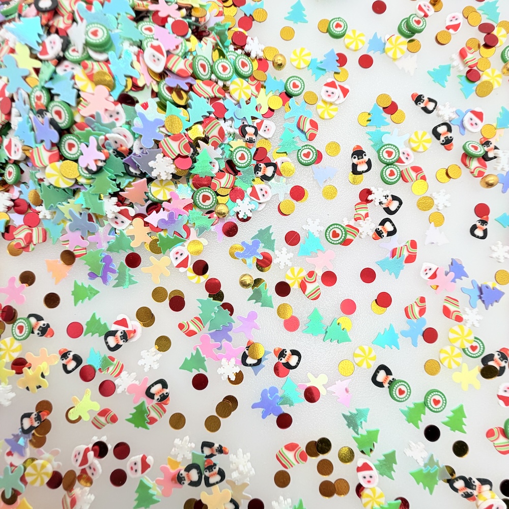TEMU 6890pcs Of Shining Christmas Theme Mixed Sequin Decoration, Mixed Christmas Tree, Snowflake, Round Sequin, Christmas Clay Piece, Handicraft