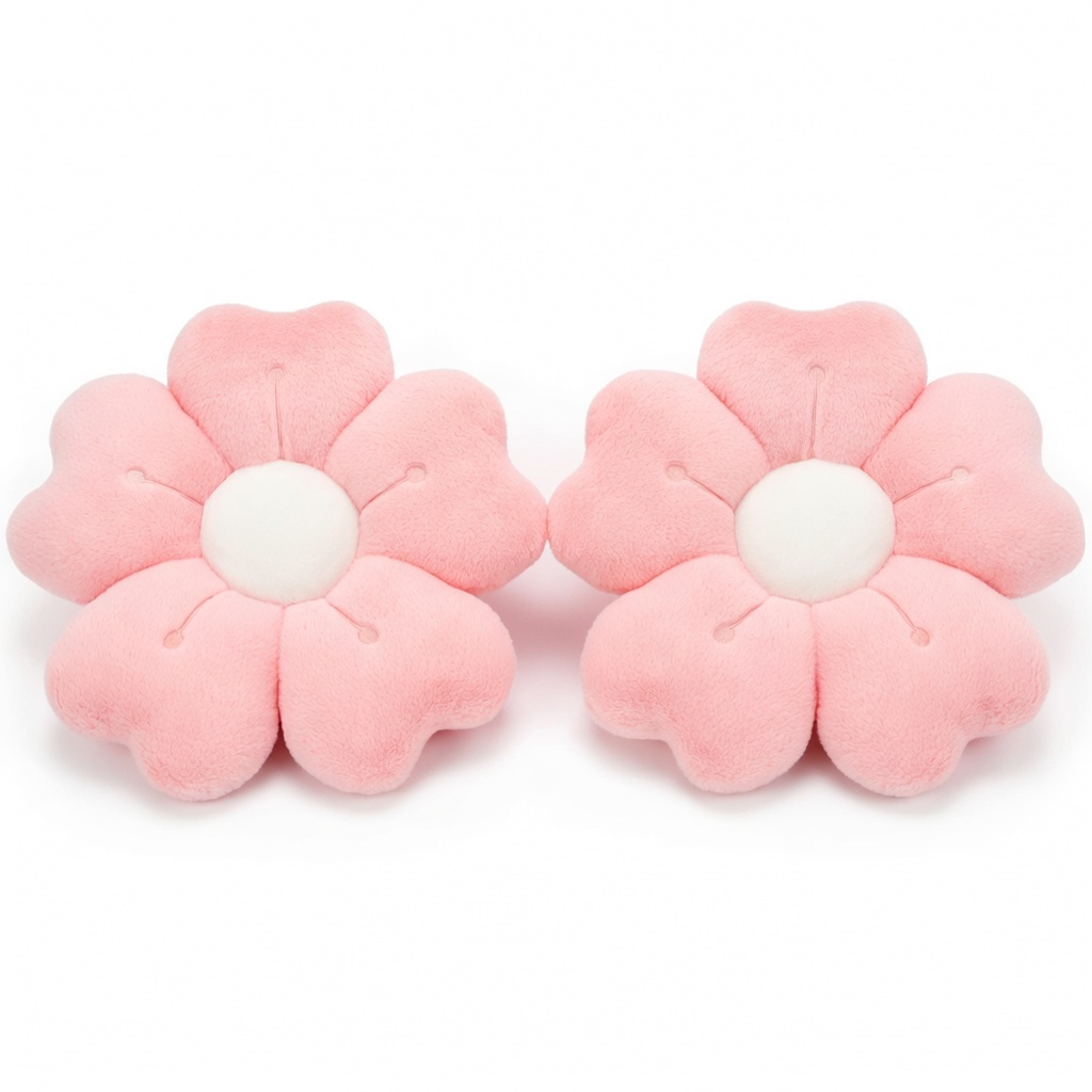 TEMU Ultra Soft 35cm Flower Plush Pillow Set 2pcs - Cute Daisy Throw Pillows For Sofa, Bed & Chair