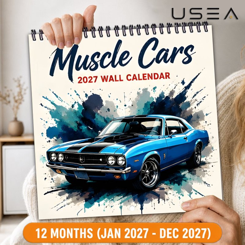 TEMU Calendrier Mural 2027 Calendrier Mural Voitures Muscle 2027, Organisateur Annuel 12 Mois, Calendrier Suspendu à Spirale Double , Inscriptibles,