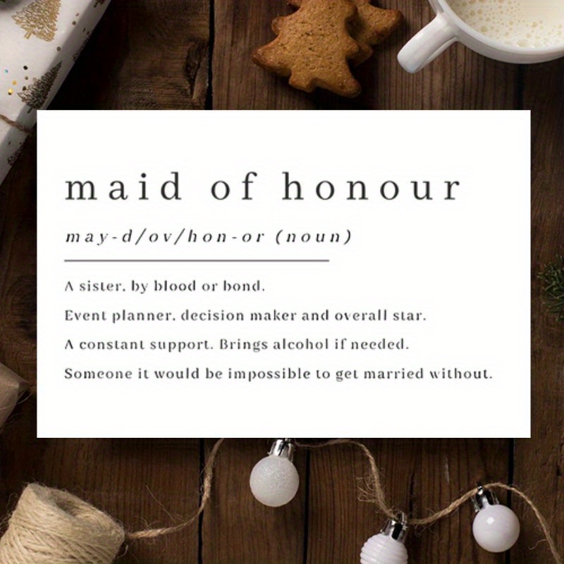 TEMU 1pc Funny Maid Of Honour Card | Groomsmen Proposal, Any Wedding Occasion, Ideal Gift For Friend Her Sister Bestie, Envelope Random