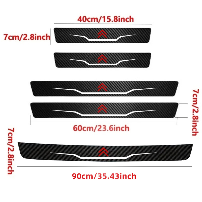 TEMU Suitable For C1/c2/c3/c4/c5/c6/c8 Models, Carbon Fiber Pu Leather Car Sill Protection Strip - Scratch-resistant Trunk And Door Sill Protector, ,