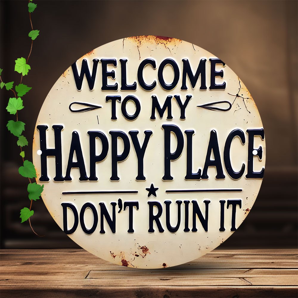 

Party Decoration, 1pc, "welcome To Place." Round Aluminum Metal Decorative Sign, Suitable For Home, Café, Apartment, Restaurant, Living Room Wall Decor, Holiday Gift 7.8 X 7.8 Inch