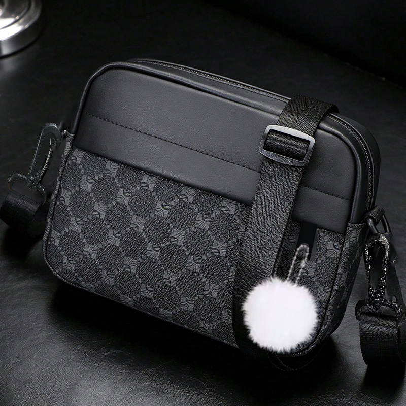 TEMU Sac Bandoulière Homme - [1 Sac et 1 Pendentif] Sac à Épaule Tendance pour Sorties Quotidiennes, Sac Bandoulière Portable avec Fermeture Éclair