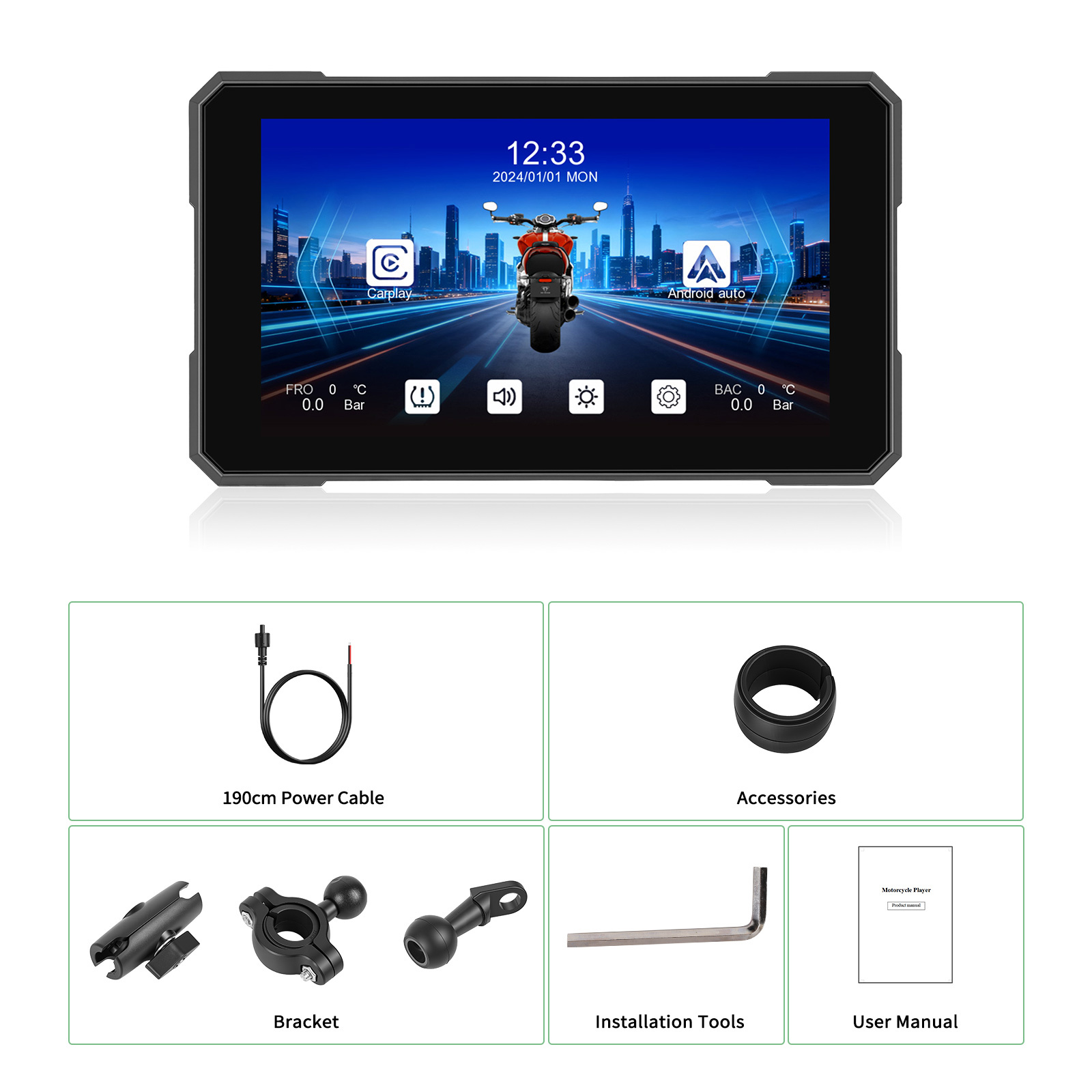 TEMU 5 Inch Motorcycle Screen Car Radio For Motorcycle Portable Carplay & Car, With Blue//tooth, Nav/si-ri Assistant