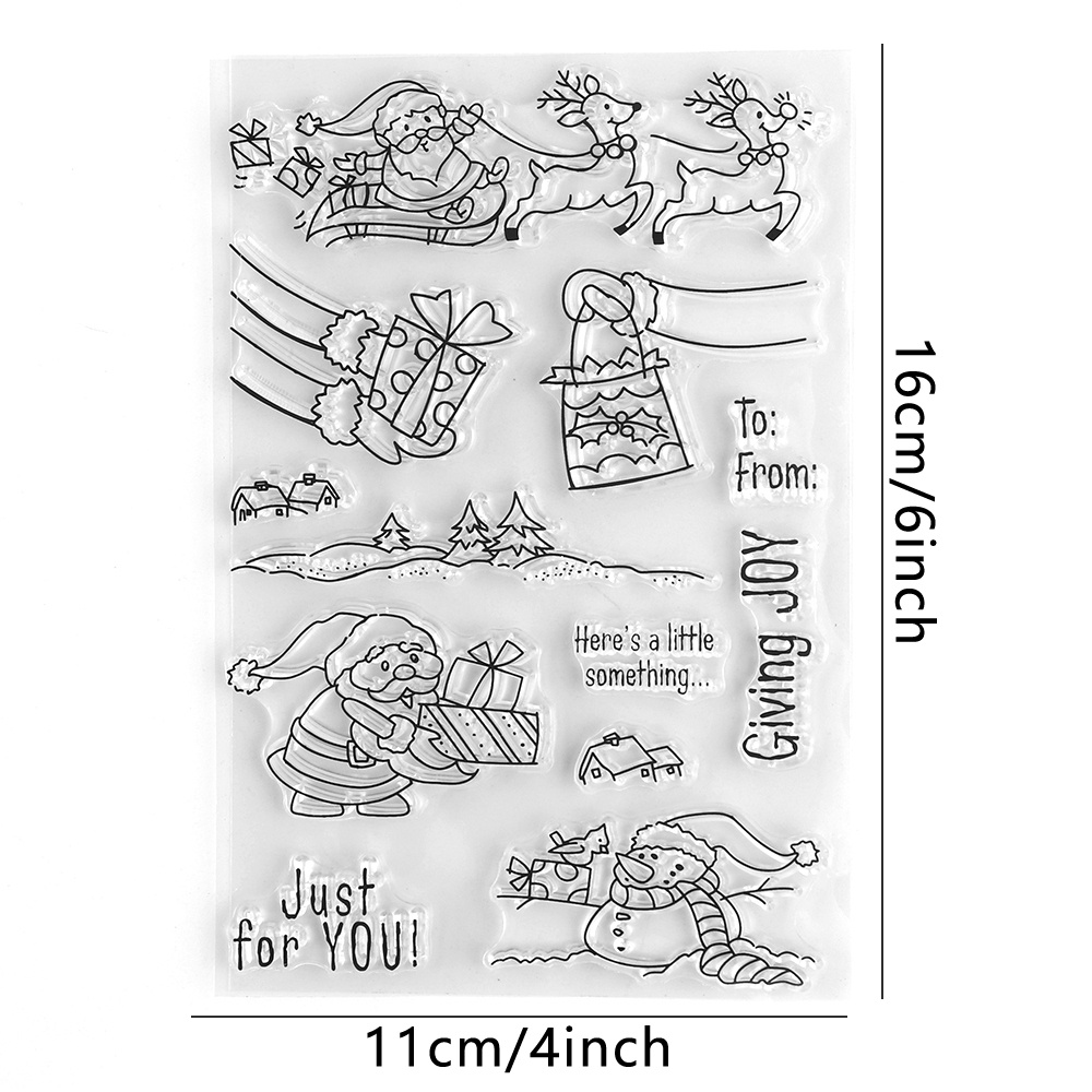 TEMU 1pc Poinçon Transparent Motif Cadeau de Noël Bénédiction Père Noël et , Parfait pour Décorer d'Anniversaire et de Fêtes, Idéal pour Faire des