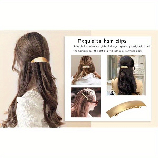 ded pack of 5 women hair clips metal hair pins   large hair barrettes french clip barrettes for women lady( golden), hair styling, hair accessories,  , vintage hair clips,   metal, durable hairpins, decorative clips,  , bridal hair clips Product details 1