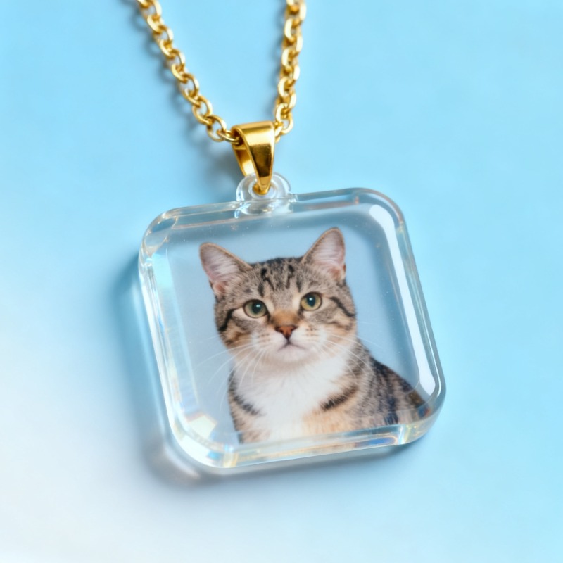 TEMU Customized Personalized Acrylic Photo Necklace, From Your Images, , Waterproof And Dustproof, Never Fading, Shiny Surface, A Perfect Gift For