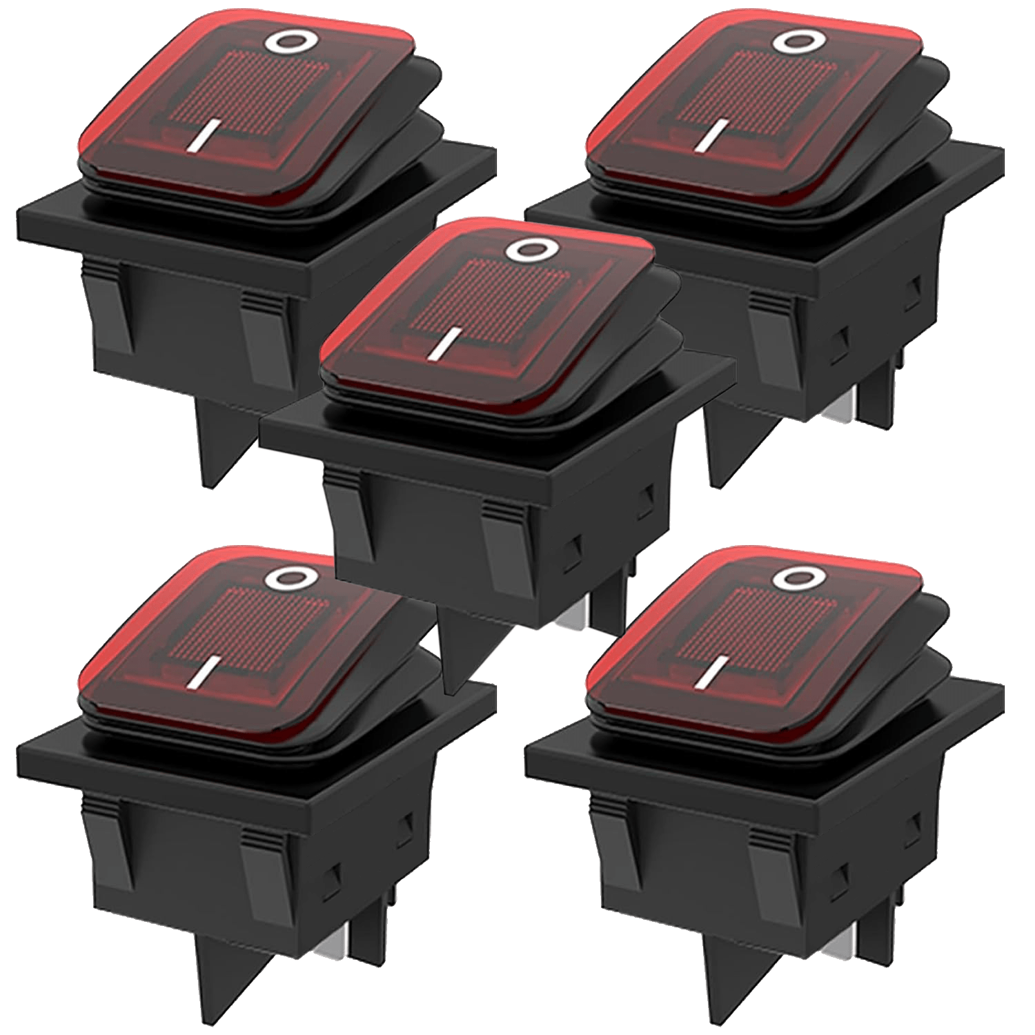TEMU Juego de 5 interruptores de potencia de , 125 V/250 V CA, tipo balancín para barco, de encendido/apagado, de palanca de (LED , )