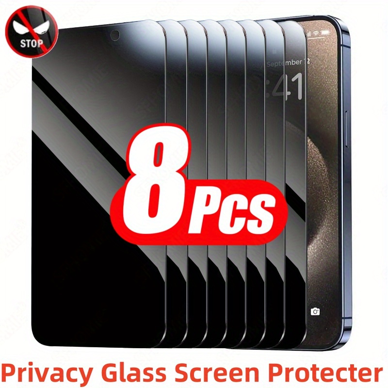 E-shop 8 Stück Anti-Privacy Displayschutzfolie für iPhone 11 12 13 Pro Max, gehärtetes Glas 9H, vollständige Abdeckung, Schutzglas für iPhone 11 12 13
