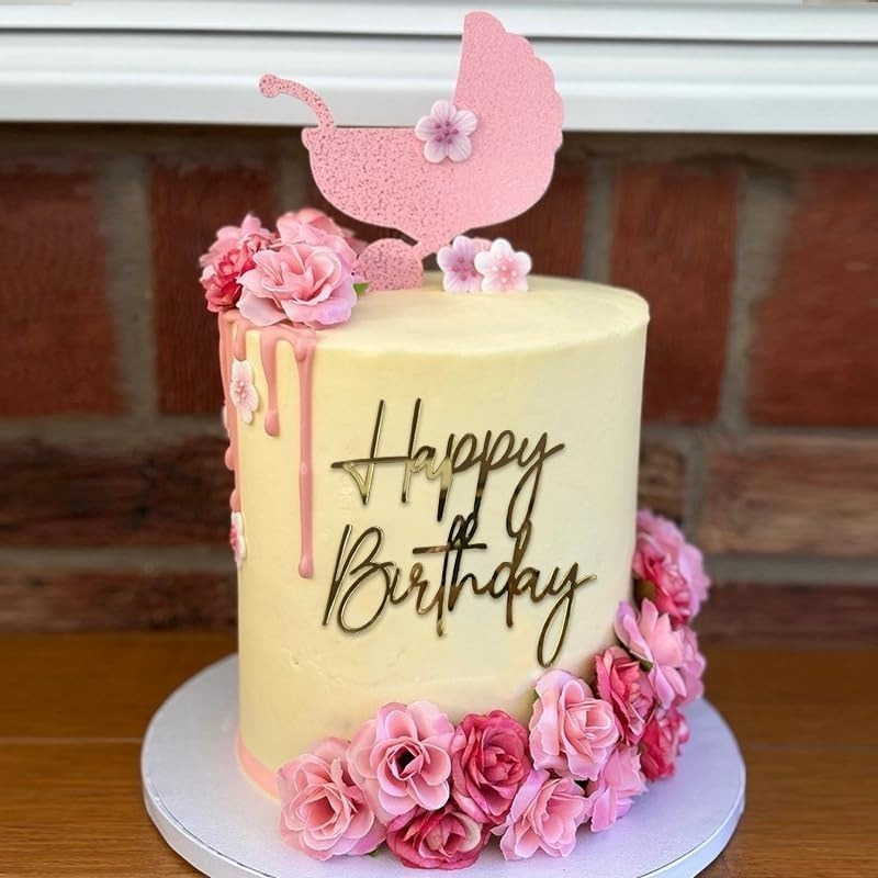 TOPPER PER TORTE festa Capodanno 2024 acrilico dorato Hello 2024 Merry