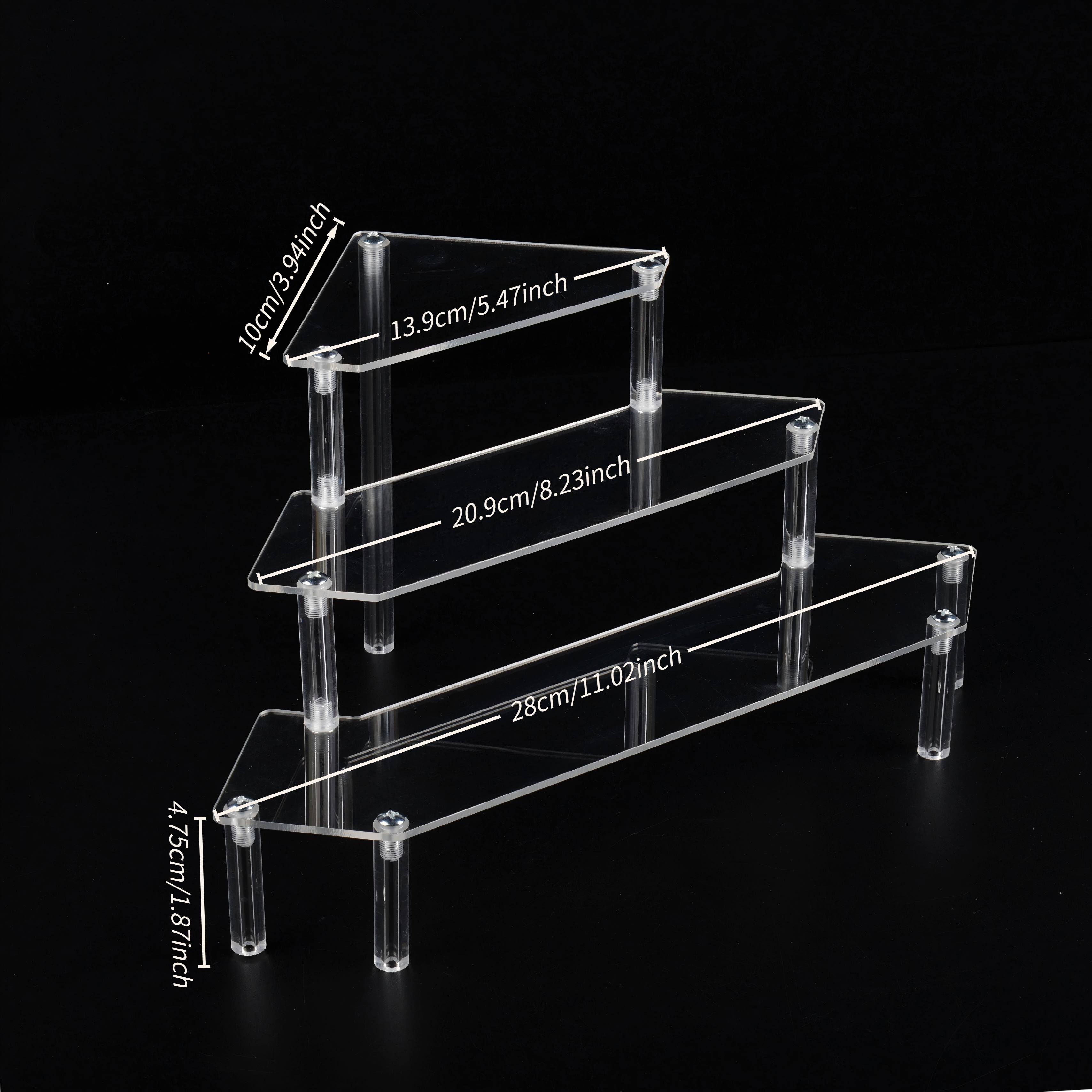 TEMU Présentoir en acrylique à 2/3 niveaux, étagère transparente à niveaux pour figurines Funko Pop, organisateur de parfums et cupcakes, présentoir